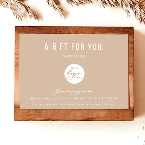 Certificado de regalo para pequeñas empresas boho, plantilla de tarjeta de regalo editable, tarjeta de regalo para pequeñas empresas boho, vale de regalo moderno