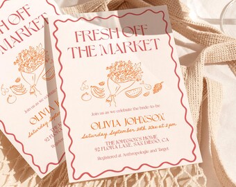 Off The Market Bridal Shower Invitation Template, Farmer's Invite, She's Brunch, Instant Download, Editable Template, H2