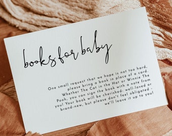 Minimalist Books for Baby Card | Book Request Insert Template | Boho Baby Shower Card | Gender Neutral Books for Baby Card | M4
