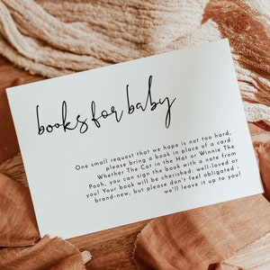 Livres minimalistes pour carte de bébé, modèle d'insertion de demande de livre, carte de baby shower bohème, livres non sexistes pour carte de bébé, M4