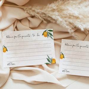 Carte de conseils pour baby shower mignonne, Une petite mignonne est en route, conseils aux futurs parents, baby shower aux agrumes, baby shower non sexiste O1