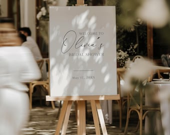 Elegant Script Bridal Shower Welcome Sign | Minimalist Cream Poster | Printed & Shipped
