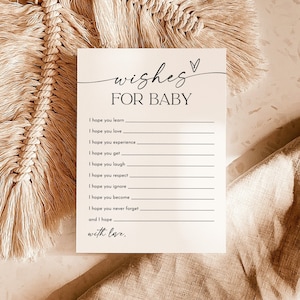 Deseos para tarjeta de baby shower, baby shower moderno, ducha de género neutro, recuerdo del bebé, baby shower minimalista moderno, D1