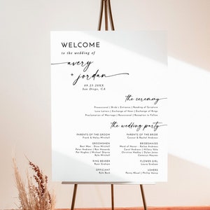 Minimalist Wedding Program Poster, Boho Wedding Program Sign, Modern Wedding Program Sign, Order of Service Poster, Editable Template M9