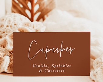 Terracotta Buffet Card Template, Cards, Minimalist Wedding, Food Labels, Fall, Instant Download, Editable Template, T2