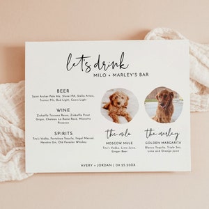 Dog Signature Drink Sign, Pet Signature Cocktail Sign, Minimalist Wedding Bar Sign, Dog Signature Cocktail Sign, Editable Template, M4