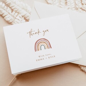 Rainbow Thank You Cards Template | Editable Thank You Card | Modern Baby Shower | Gender Neutral Baby Shower Card | Instant Download | RB1