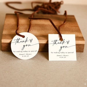 Modern Thank You Favor Tag, Shower Stickers, Minimalist Shower Tags, Bridal Shower Favor Tags, Baby Shower Tags, Editable Template, M9