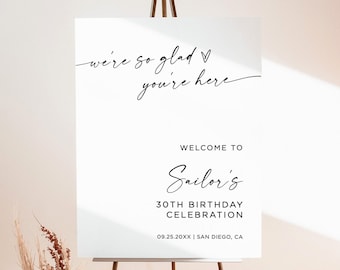 Birthday Party Welcome Sign, Modern, Minimalist, Celebration, Instant Download, Editable Template, M9