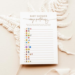 Boho Emoji Picture Game, Baby Shower Emoji Picture Game, Gender Neutral Baby Shower Game, Fall Baby Shower Game, BM1