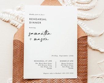 Minimalist Rehearsal Dinner Invitation Template | Minimal Wedding Rehearsal Invite | The Night Before Invite | Printable Instant Download