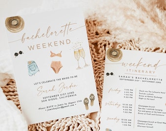 Bachelorette Party Invitation Template, Tropical Bachelorette Itinerary, Beach Bachelorette Party, Desert Pool Bachelorette Invite, P2