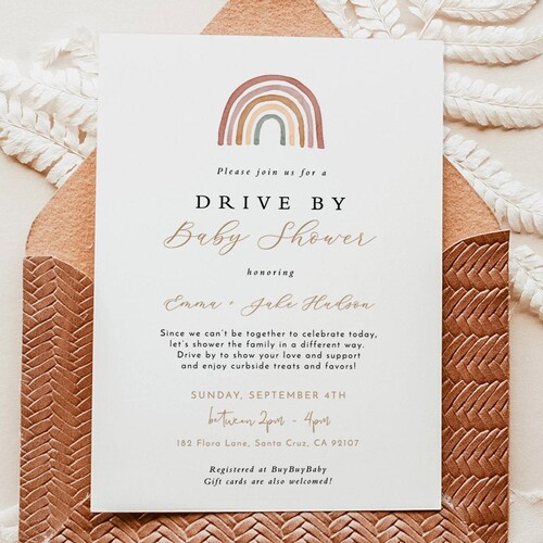 Rainbow Drive by Baby Shower Invitation Gender Neutral Etsy