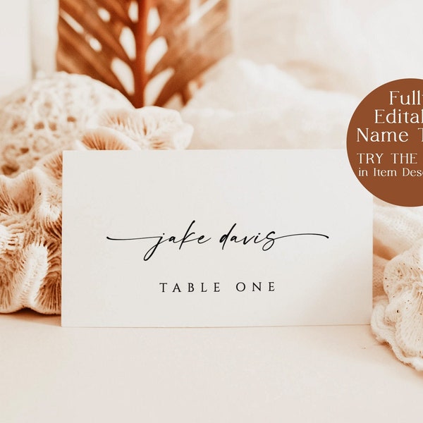 Modern Wedding Place Cards, Rustic Place Cards, Table Name Cards, Minimalist Wedding Place Cards, Escort Cards, Editable Template | M9