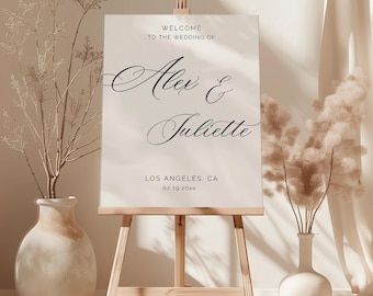 Wedding Welcome Sign | Modern Script Calligraphy Black and White Ceremony Welcome Poster | Printed & Shipped