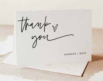 Minimalist Thank You Card, Thank You Card, Bridal Shower Thank You Cards, Modern Minimalist Wedding, Editable Template, M8