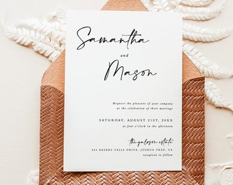 Modern Minimalist Wedding Invitation | Boho Wedding Invite | Modern Wedding Invite | Simple Wedding Invite | Editable Template | M5