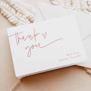 Minimalistische Dankeskarten-Vorlage, Blush Dankeskarten, Moderne Hochzeit Dankeschön, Mädchen Baby Shower Karte, BM1