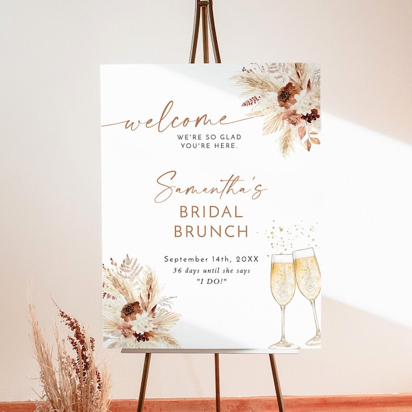 Boho Bridal Brunch Shower Welcome Sign | Bridal Shower Welcome Poster | Brunch and Bubbly Welcome Sign | Boho Shower Welcome Sign | A4