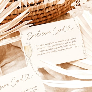 Carte nuptiale de douche perles et prosecco, pièce jointe, insertion de douche nuptiale, carte d'insertion de perles et prosecco invitation, modèle modifiable P1