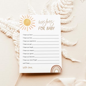 Wünsche für Baby Karte, Sonnenschein Baby Shower, Boho Regenbogen Baby Shower, Ein kleiner Sonnenstrahl, Gender Neutral Baby Shower, S2