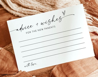 Advice and Wishes Card Template, Modern Minimalist Baby Shower, Gender Neutral, Parents-To-Be, Instant Download, Editable Template, M9