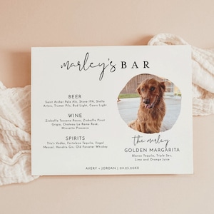 Dog Signature Drink Sign, Pet Signature Cocktail Sign, Minimalist Wedding Bar Sign, Dog Signature Cocktail Sign, Editable Template, M4