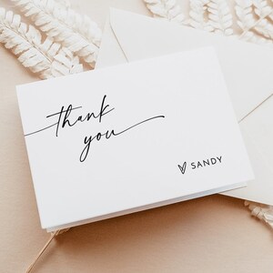 Minimalist Thank You Card, Thank You Card, Bridal Shower Thank You Cards, Modern Minimalist Wedding, Editable Template, M9