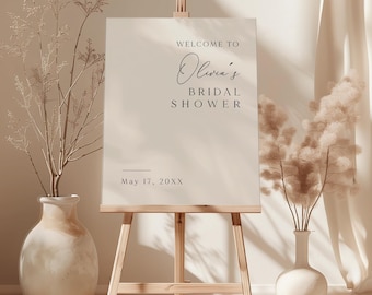 Minimalist Bridal Shower Welcome Sign | Modern Ivory Script Poster | Printed & Shipped