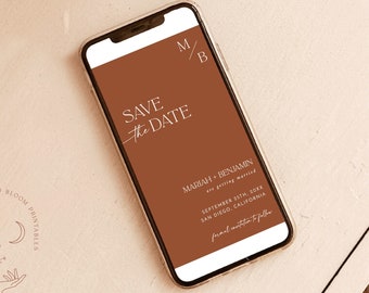 Terracotta Save the Date | Modern Minimalist Save the Date | Electronic Save the Date | Digital Text Save the Date | Editable Template | D1