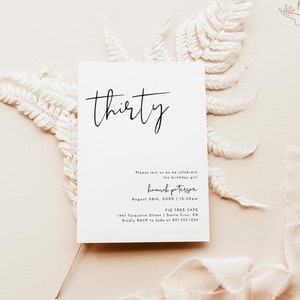 Minimalist Birthday Party Invite, Boho Birthday Invite, Editable Modern Birthday Invite, 30th Adult Birthday Instant Download, M4