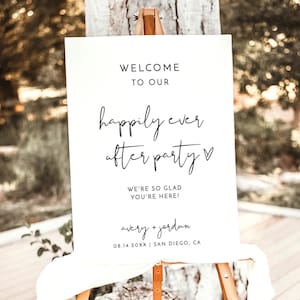 Minimalist Wedding Welcome Sign | Happily Ever After Party Welcome Sign | Editable Welcome Sign Template | Modern Elopement Welcome Sign M4