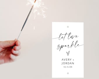 Sparkler Tag Template, Minimalist Send Off, Modern Wedding Tags, Instant Download, Editable Template, M9
