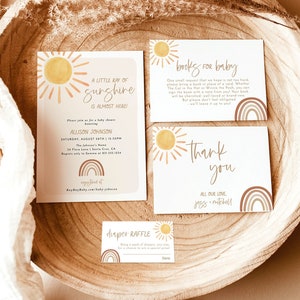 Sunshine Baby Shower Invite Bundle, Gender Neutral Baby Shower Bundle, Boho Rainbow Baby Shower, Sun Baby Shower Invite, S2