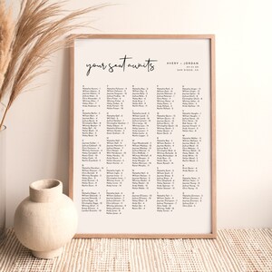 Minimalist Alphabetical Seating Chart Sign, Modern Wedding Seating Chart Poster, Minimalist Seating Chart, Editable Seating Chart, M4