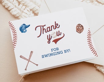 Baseball Baby Shower Thank You Card, Editable Thank You Cards, Baseball Birthday Thank You Card, Boy Baby Shower, Editable Template, R2