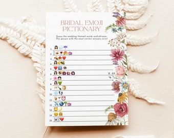 Emoji Picture Game | Wildflower Bridal Shower Game | Boho Bridal Shower Game | Bridal Shower Emoji Picture Game | Bridal Emoji Game | W1