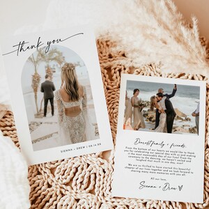 Photo Thank You Card, Boho Modern Wedding Thank You Card, Minimalist Wedding Photo Thank You Card, Christmas Holiday Arch Cards, M9