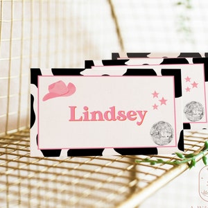 Disco Cowgirl Name Tag Template, Space Cowgirl Bachelorette Party, Bridesmaid Proposal Box Name Cards, Wedding Place Cards, D2