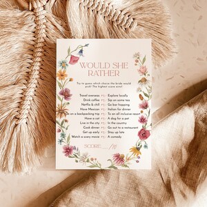 Boho Bridal Trivia Game, Would She Rather Bridal Shower Game, Wildflower Bridal Shower Game, Floral Bridal Shower, W1