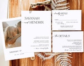 Modern Wedding Invitation Suite Template, Editable Minimalist Invite, Instant Download, Photo, D1
