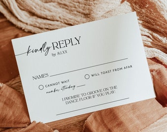 Modern RSVP Card | Minimalist Wedding Response Card | Wedding Insert | Printable RSVP Card | Wedding Reply Card | Editable Template | D1