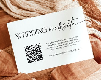 QR Code Wedding Website Card, Minimalist Insert, Modern, RSVP Online, Editable Invitation, Instant Download, Editable Template, D1