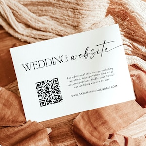 QR Code Wedding Website Card | Minimalist Wedding Insert | Modern Wedding Website Card | RSVP Online | Editable Invitation Insert Card | D1