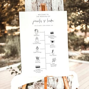 Minimalist Wedding Timeline Template | Welcome Timeline Poster | Order of Events Sign | Modern Wedding Day Timeline | Editable Template | M8