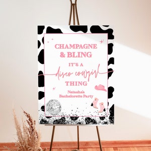 Disco Cowgirl Bachelorette Welcome Sign, Disco Ball, Bachelorette Party Welcome Sign, Last Disco Bachelorette, Editable Template, D2