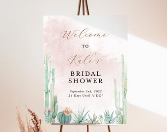 Fiesta Bridal Shower Welcome Sign, Desert Bridal Shower Welcome Poster, Girl Baby Shower Welcome Sign, Editable Template, FC-01