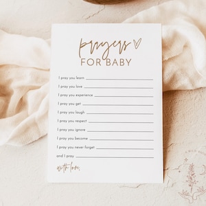 Prayers for Baby Card, Minimalist Baby Shower, Well Wishes for Baby, Fall Baby Shower, Baby Keepsake, Gender Neutral Baby Shower, BM1