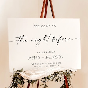 Rehearsal Dinner Welcome Sign | We're So Glad You're Here | Modern Wedding Welcome Sign | Minimalist Welcome Sign | Editable Template | M9