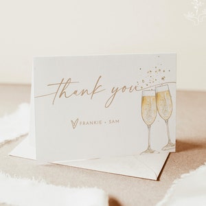 Brunch and Bubbly Thank You Cards | Champagne Brunch Bridal Shower Thank You Cards | Bridal Shower Thank You Card | Boho Bridal Shower | B2